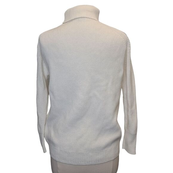 J. Crew Womens Cotton-Blend Ribbed Turtleneck Cream Relaxed Fit Sweater XS - Picture 11 of 14